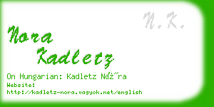 nora kadletz business card